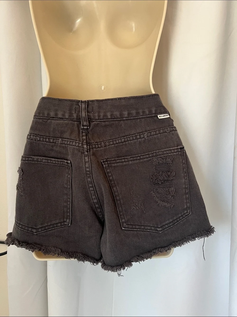 Billabong Distressed Black Denim Shorts
